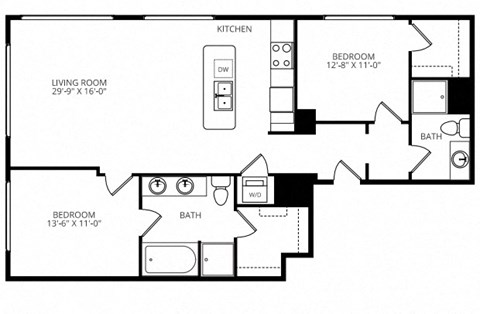 a floor plan of a house with a bedroom and a living room